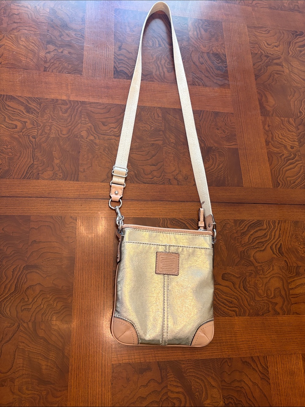 Coach Metallic Gold Crossbody Bag with Adjustable Strap